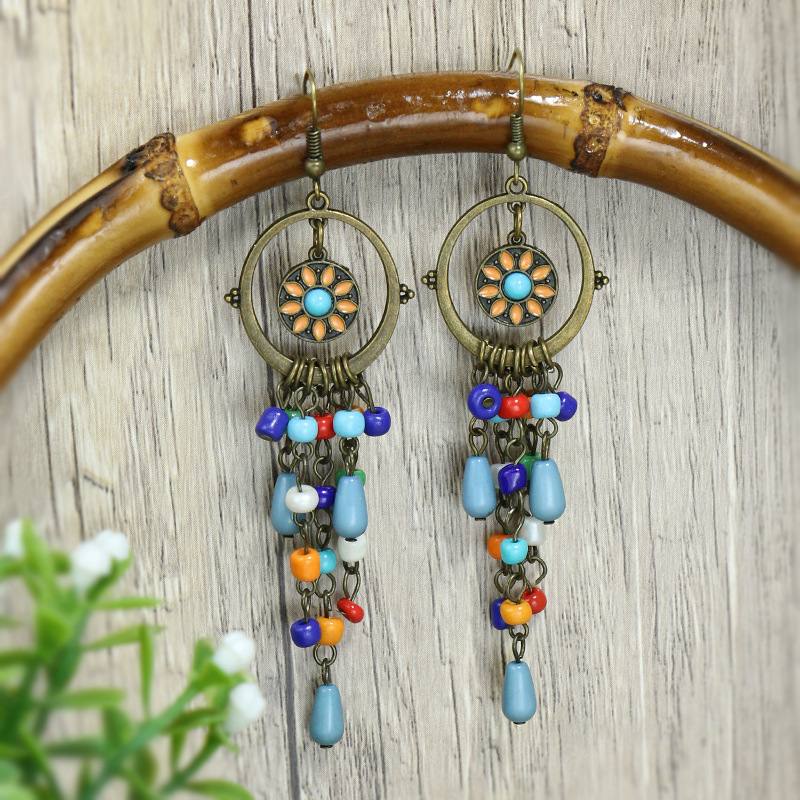 Bohemian Geometric Patchwork Earrings