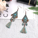 Bohemian Vintage Geometric Tassel Patchwork Earrings