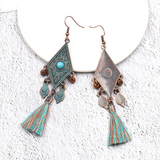 Bohemian Vintage Geometric Tassel Patchwork Earrings