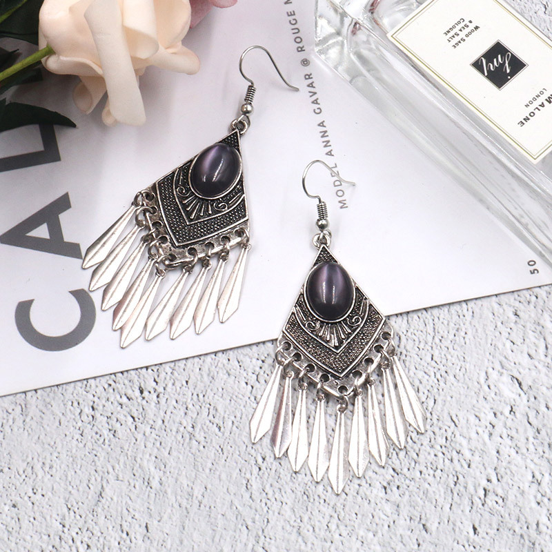 Bohemian Vintage Geometric Tassel Patchwork Earrings