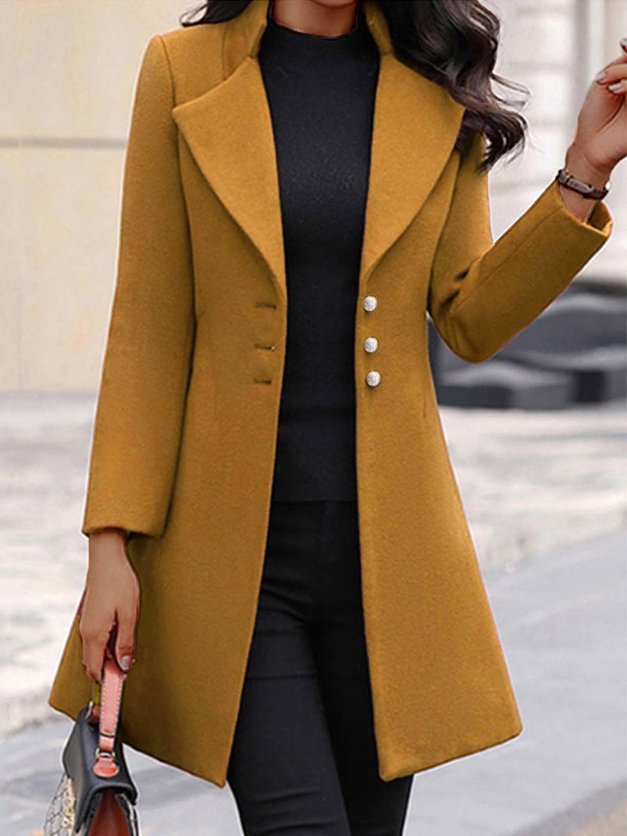 Amsoin Patchwork Buckle Turndown Collar Outerwear(3 Colors)