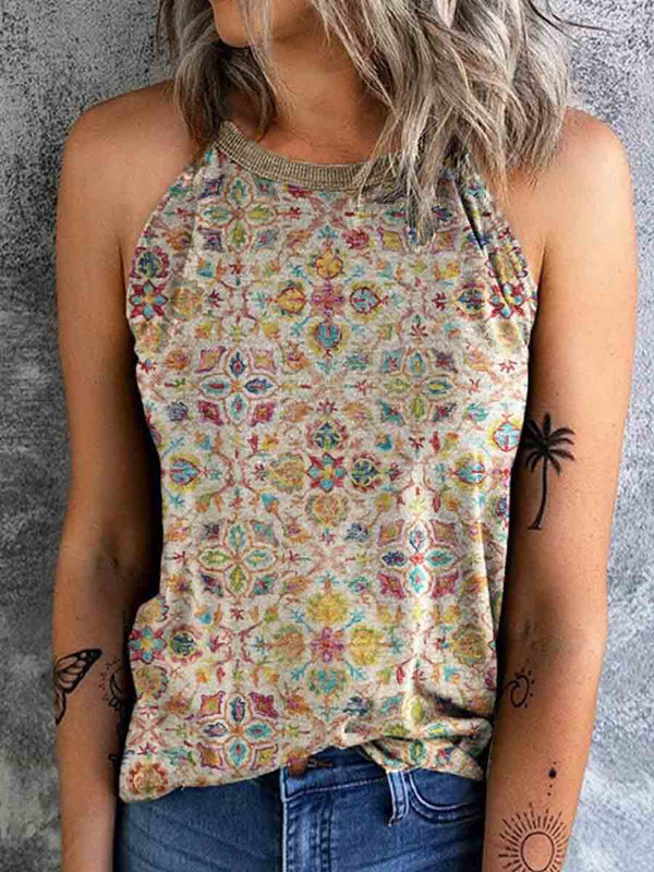 Amsoin Loose Flower Tank Top