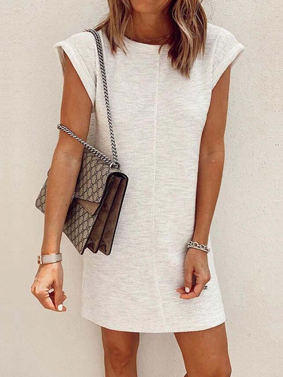 Amsoin Solid Color Mini Dress