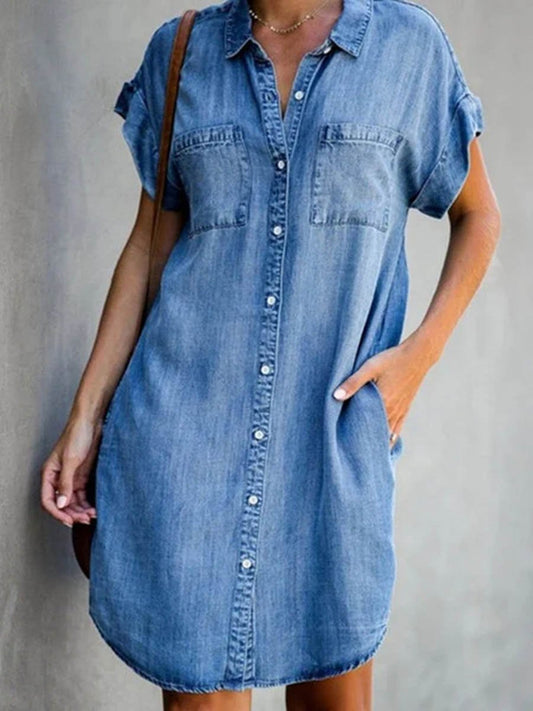 Amsoin Button Denim Dress
