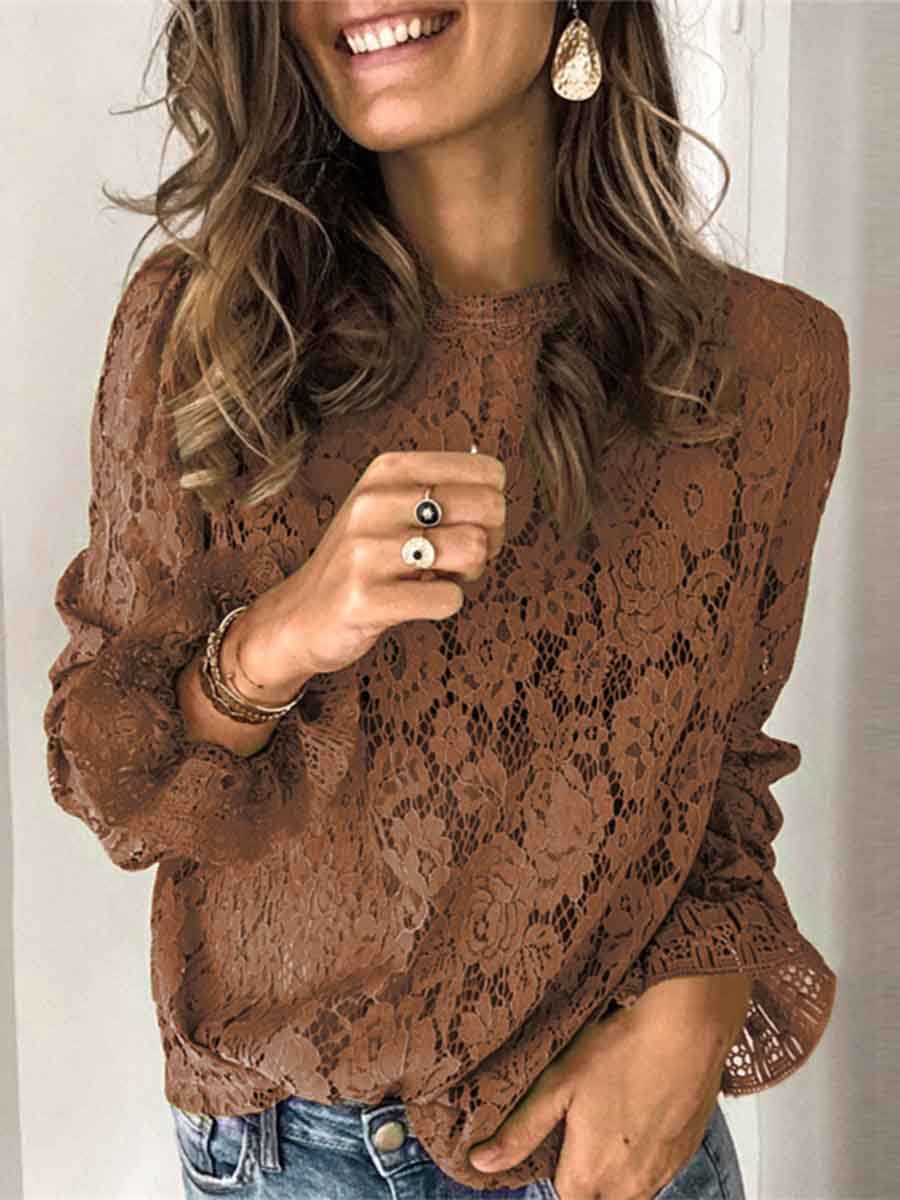 Amsoin Hollow Lace Top