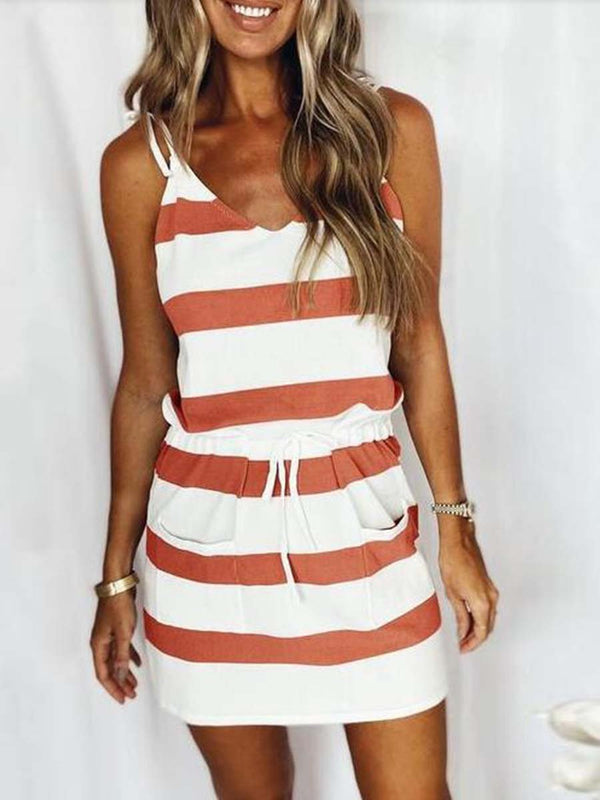Amsoin Striped Sling Dress