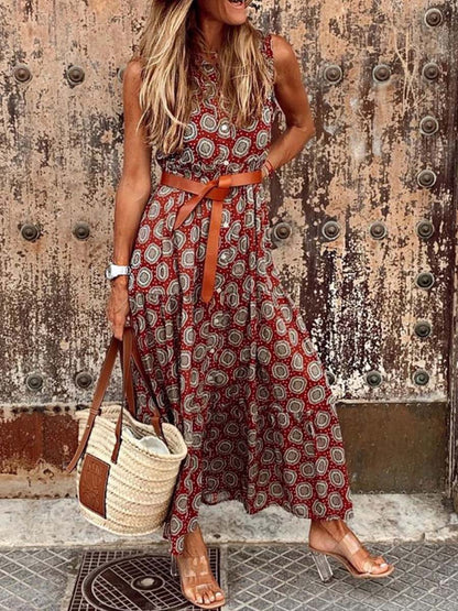 Amsoin Chiffon Polka Dot Dress