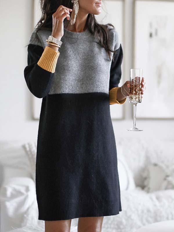 Amsoin O Neck Casual Dress