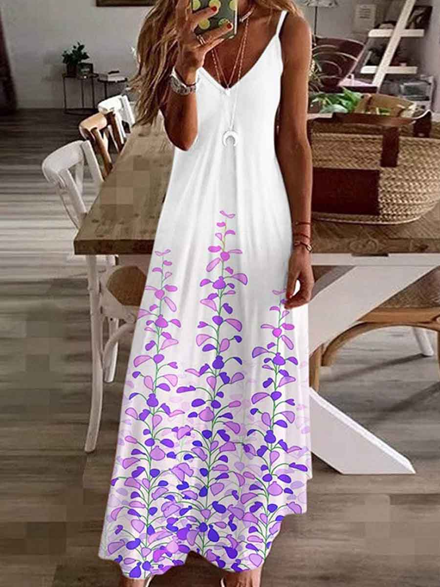 Amsoin Print Sing Maxi Dress