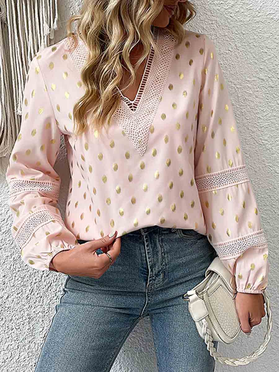 Amsoin Hollowed Out V Neck Tops