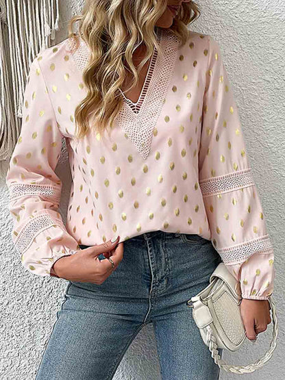 Amsoin Hollowed Out V Neck Tops