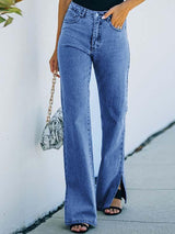 Women's Casual Trousers Slit Wash Jeans