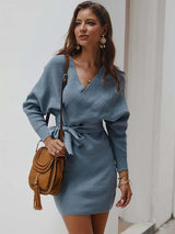 Amsoin V Neck Sexy Mini Dress