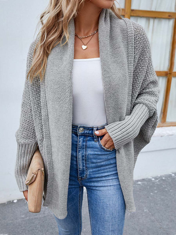 Amsoin Knitted Dolman-sleeve Cardigan