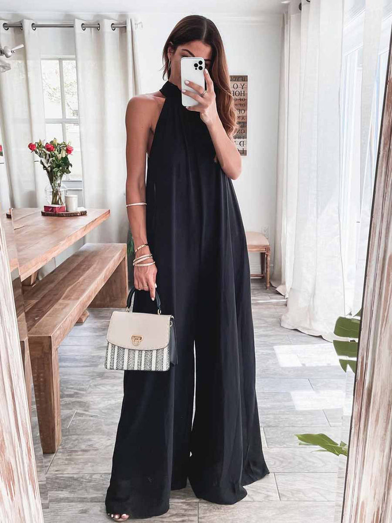 Amsoin Halter Boot Cut Jumpsuits