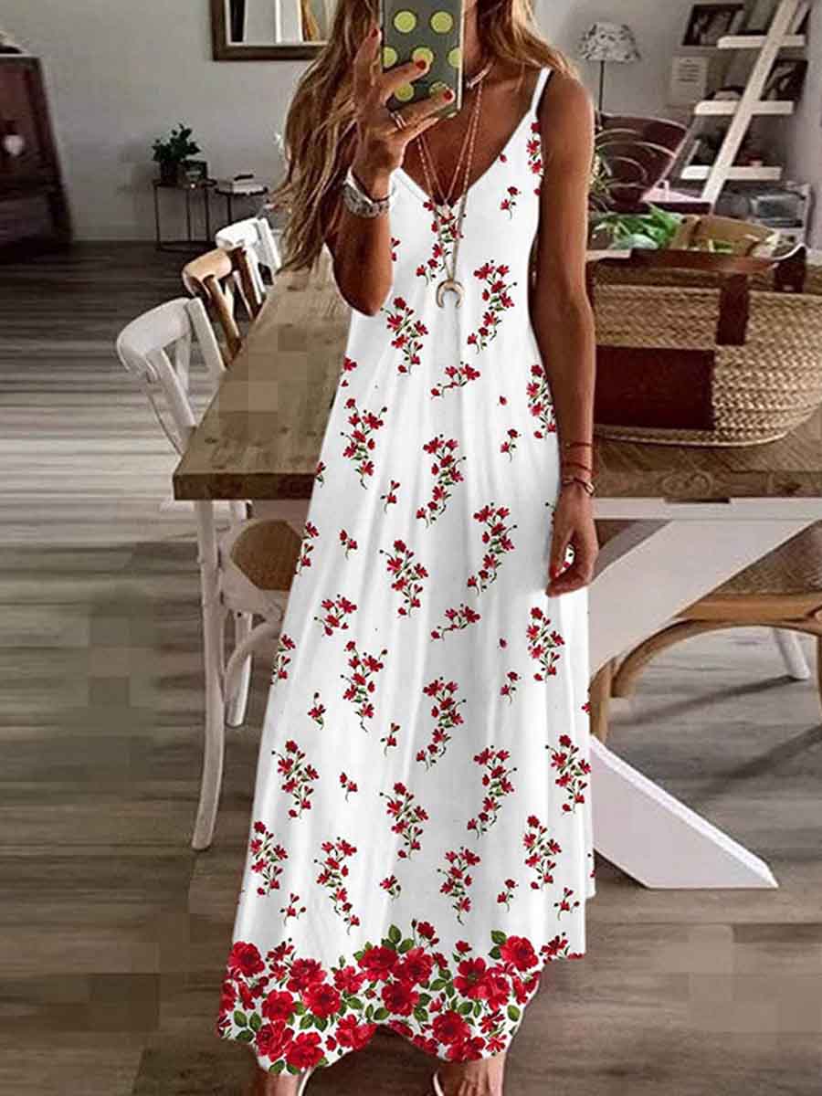 Amsoin Print Sing Maxi Dress