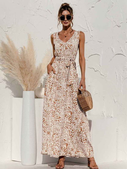 Amsoin Fashion Casual Leopard Patchwork V Neck A Line Dresses(5 colors)