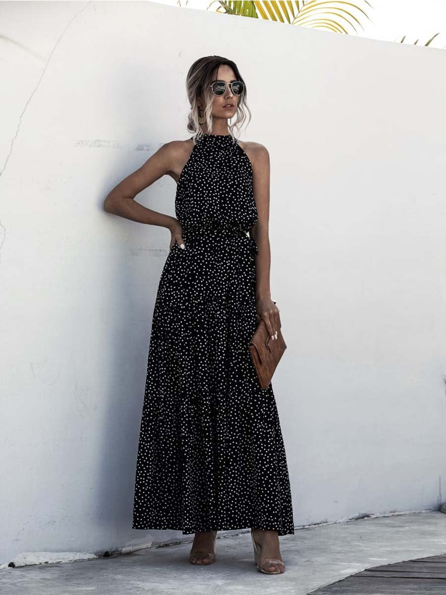Amsoin Halter  Polka Dot Dress