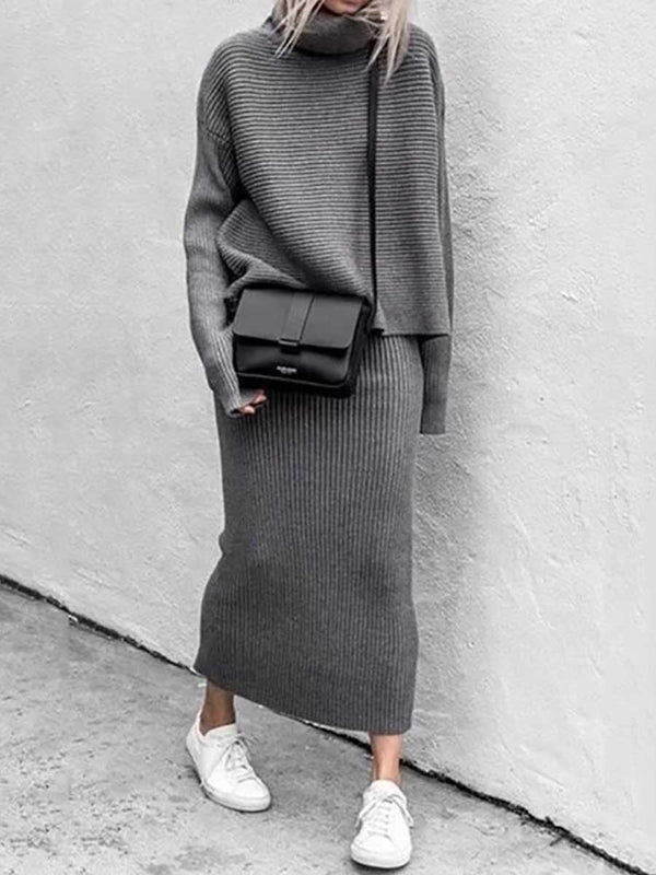 Amsoin High Collar Knit Suit