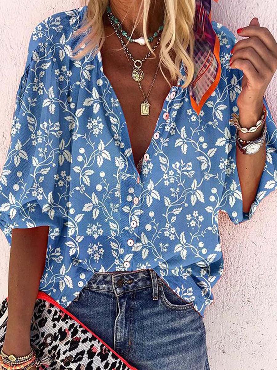 Amsoin Long Sleeve Printed Button Shirt