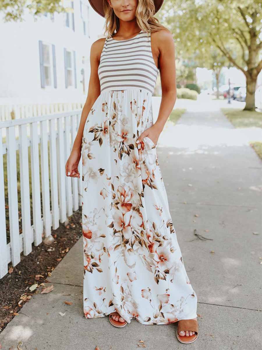 Amsoin Stripe Print Dress