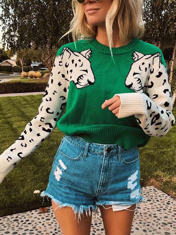 Amsoin Snow Leopard Knit Sweater
