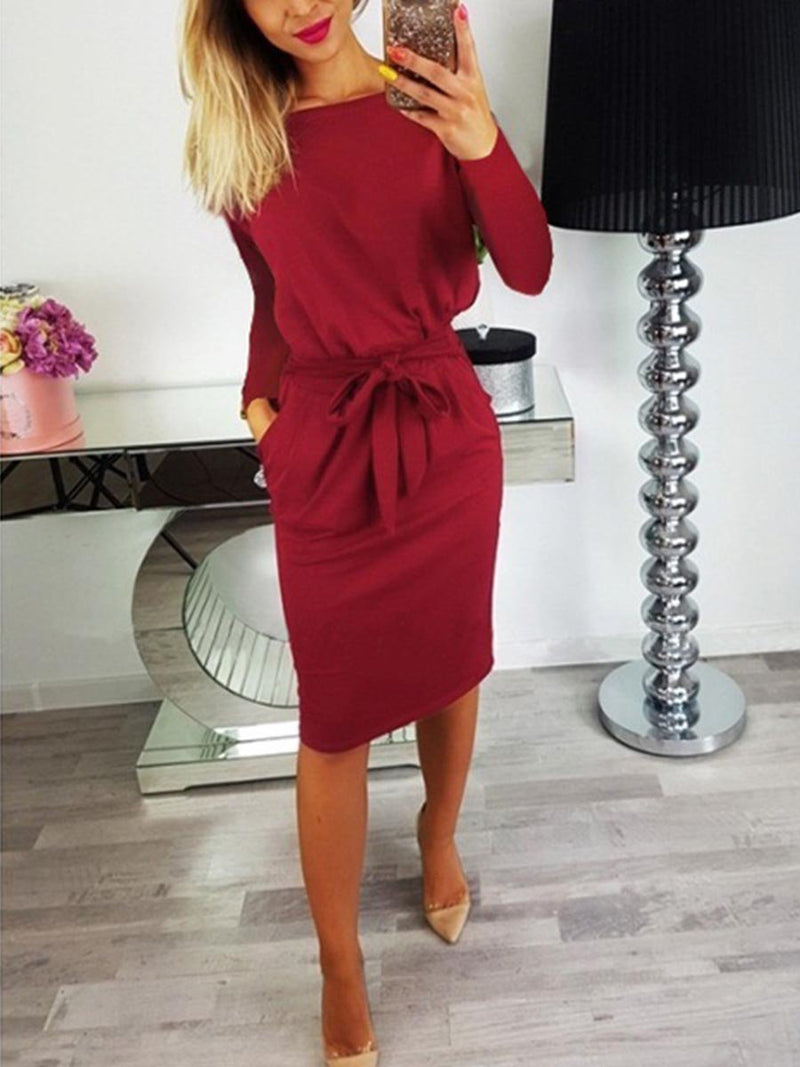 Amsoin Midi Dress With Belt