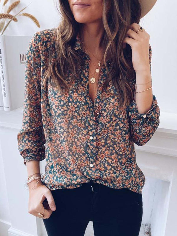 Amsoin Floral Chiffon Blouse
