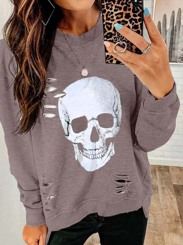Amsoin Skull Printed Sweatshirt
