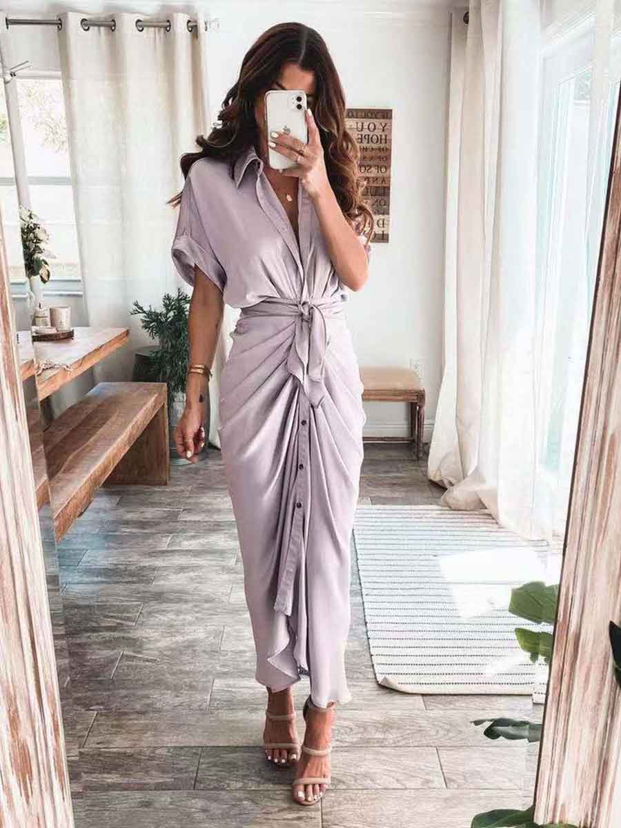 Amsoin High Waist Belt Dress