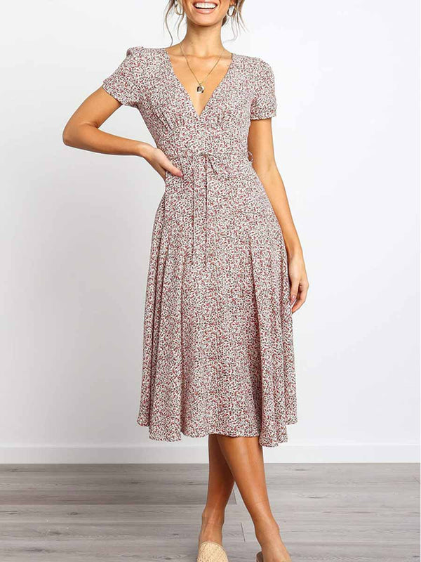 Amsoin Print Dot Belt Dress