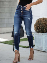 Amsoin High Rise Stretch Ripped Jeans