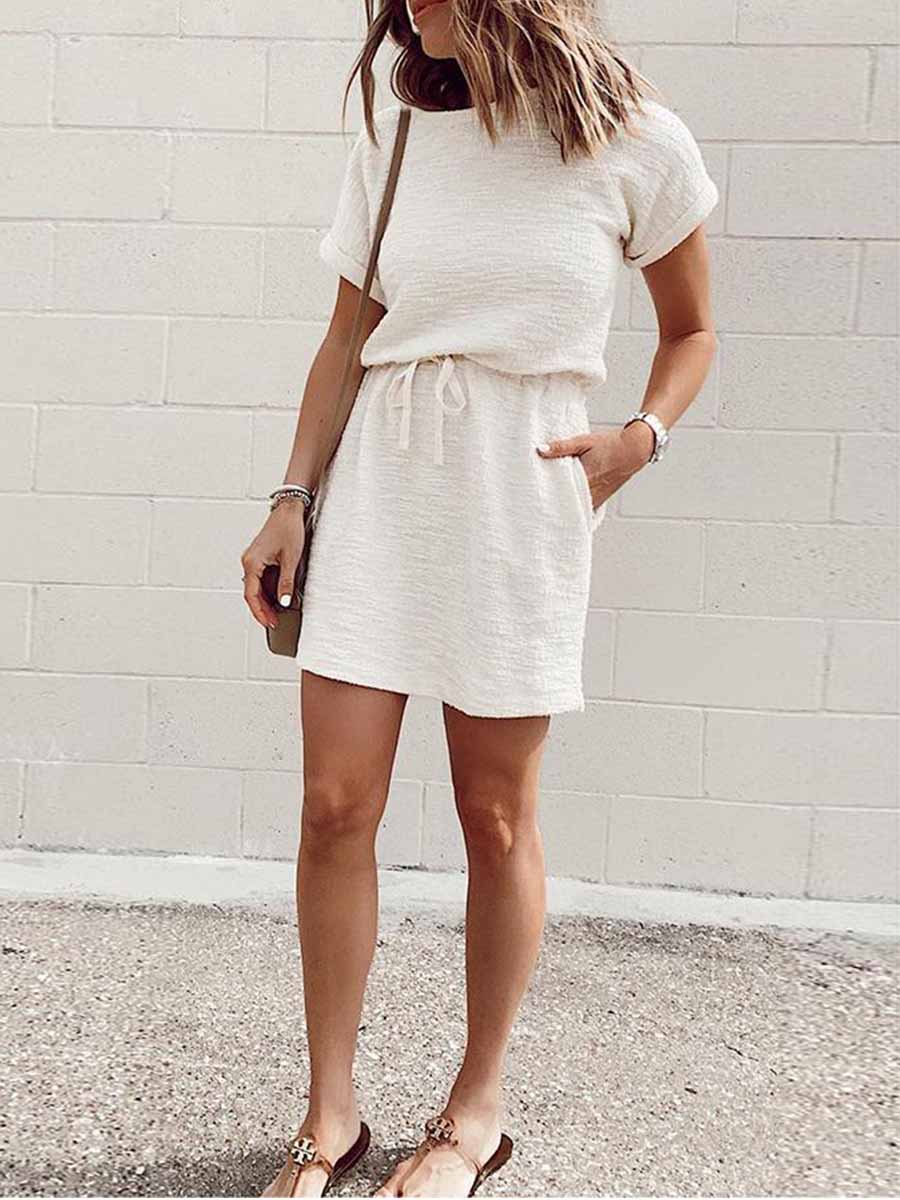 Amsoin Drawstring Daily Dress