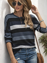 T-Shirts - Striped All Match Casual Round Neck T-Shirt - MsDressly