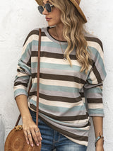 T-Shirts - Striped All Match Casual Round Neck T-Shirt - MsDressly