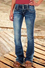 Amsoin Button Bell Bottom Jeans with Pockets