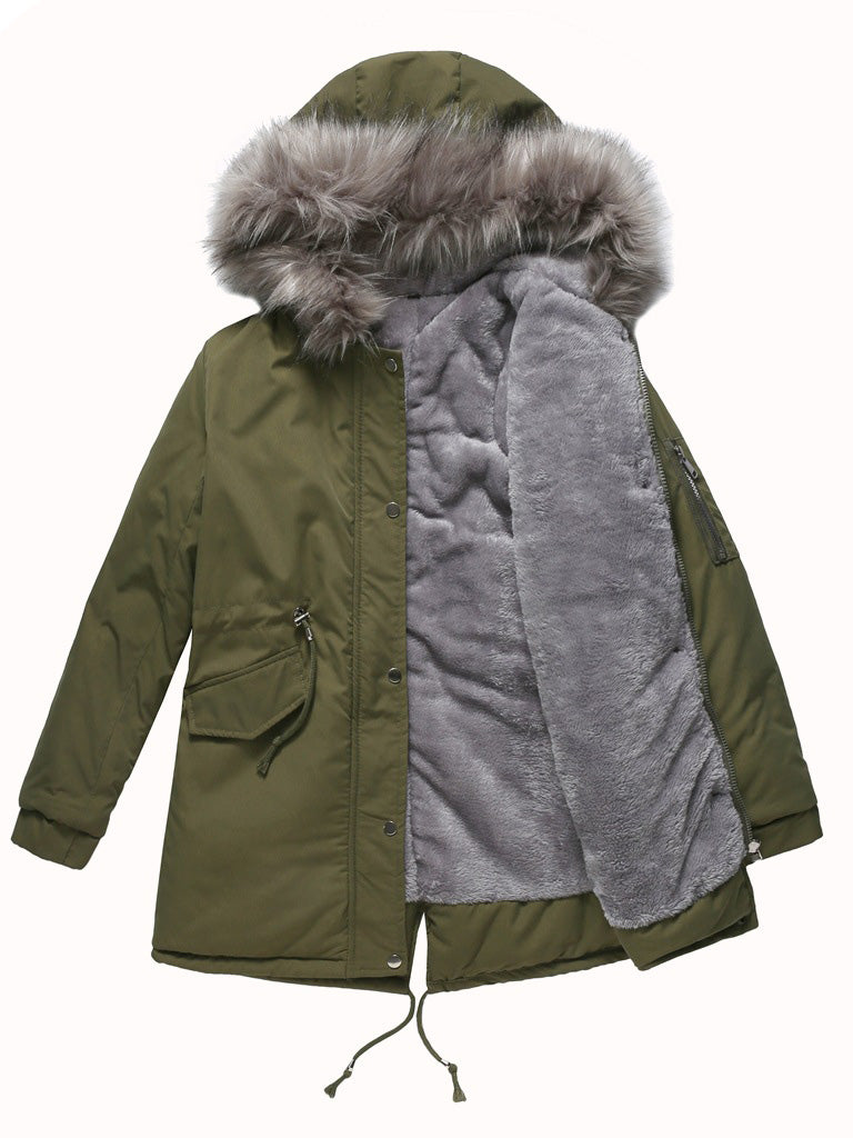 Amsoin Zip Pockets Fleece Thermal Hooded Coat