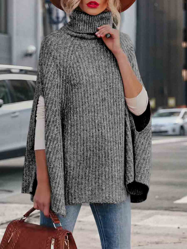 Amsoin Turtleneck Fashion Cape Loose Sweater