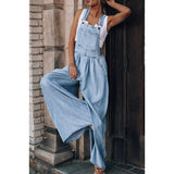 Amsoin Loose Denim Pocket Jumpsuit