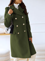 Amsoin Lapel Double Breasted Woolen Coat