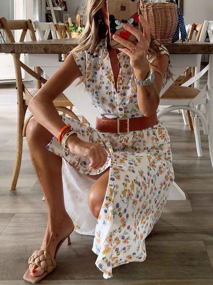 Amsoin Printed Slit Dress