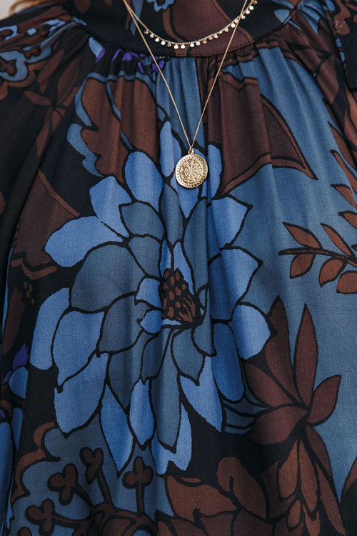 Amsoin Printed Statement Sleeve Top