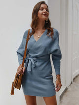 Amsoin V Neck Sexy Mini Dress