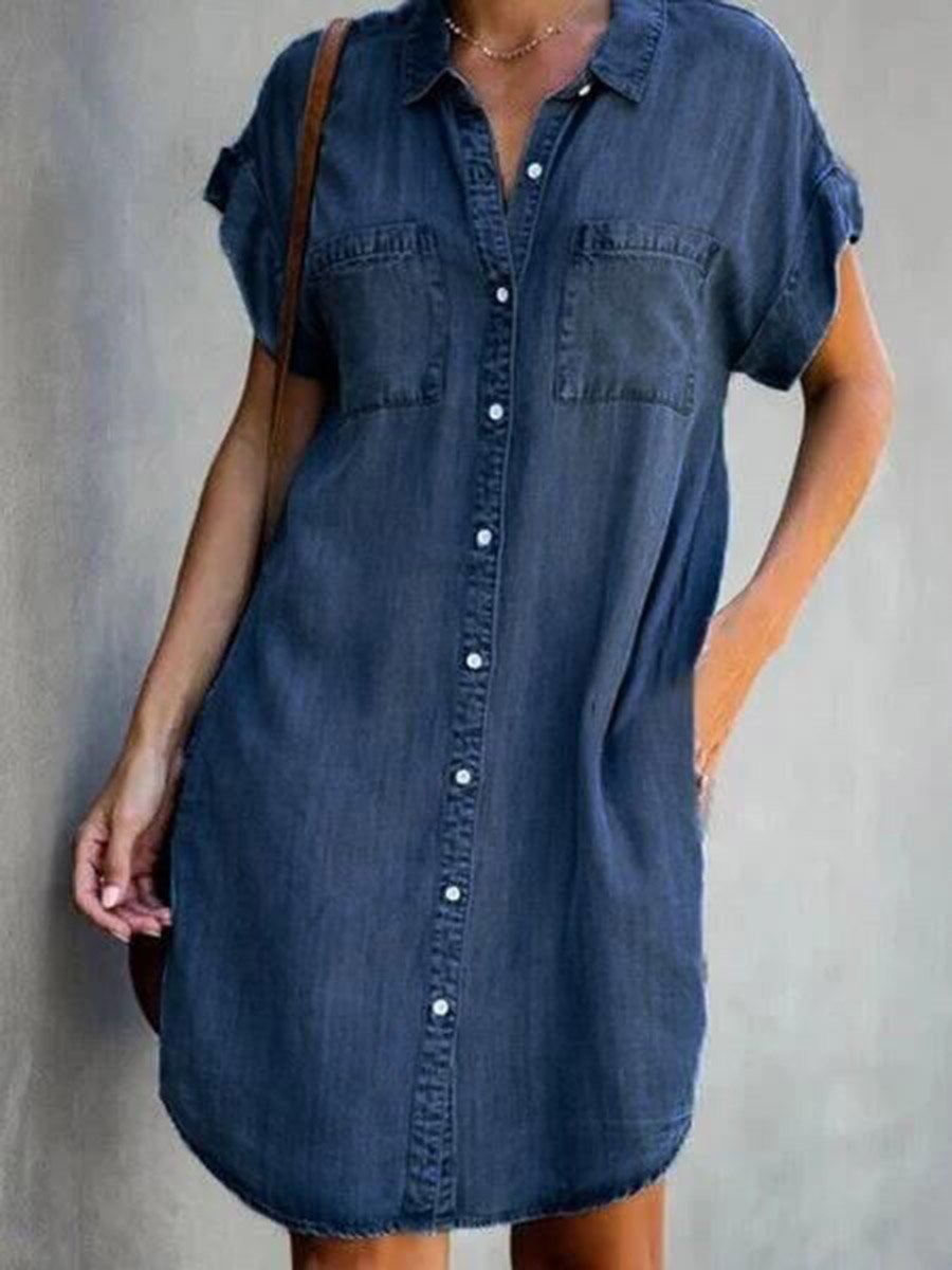 Amsoin Button Denim Dress