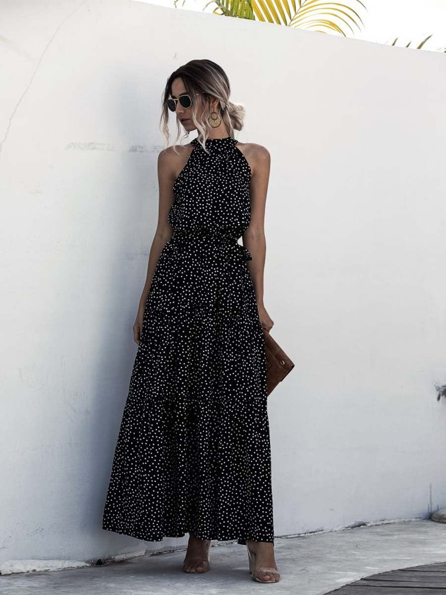Amsoin Halter  Polka Dot Dress