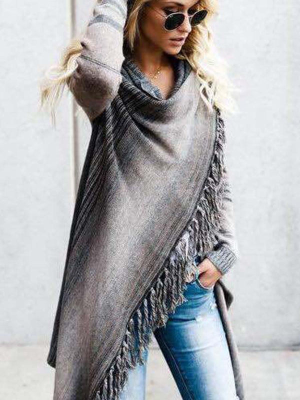 Amsoin Striped Shawl Sweater