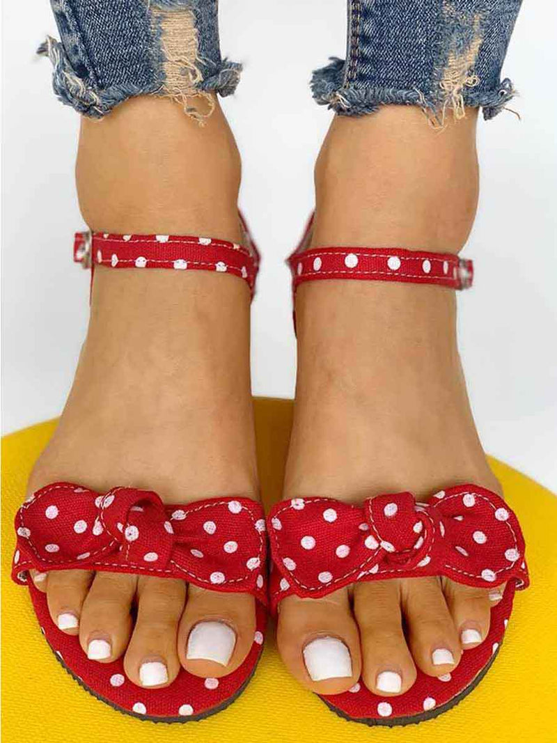 Amsoin Fashion Flat Polka Dot Bow Sandals