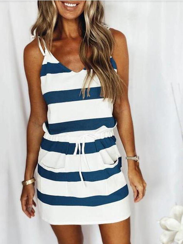 Amsoin Striped Sling Dress