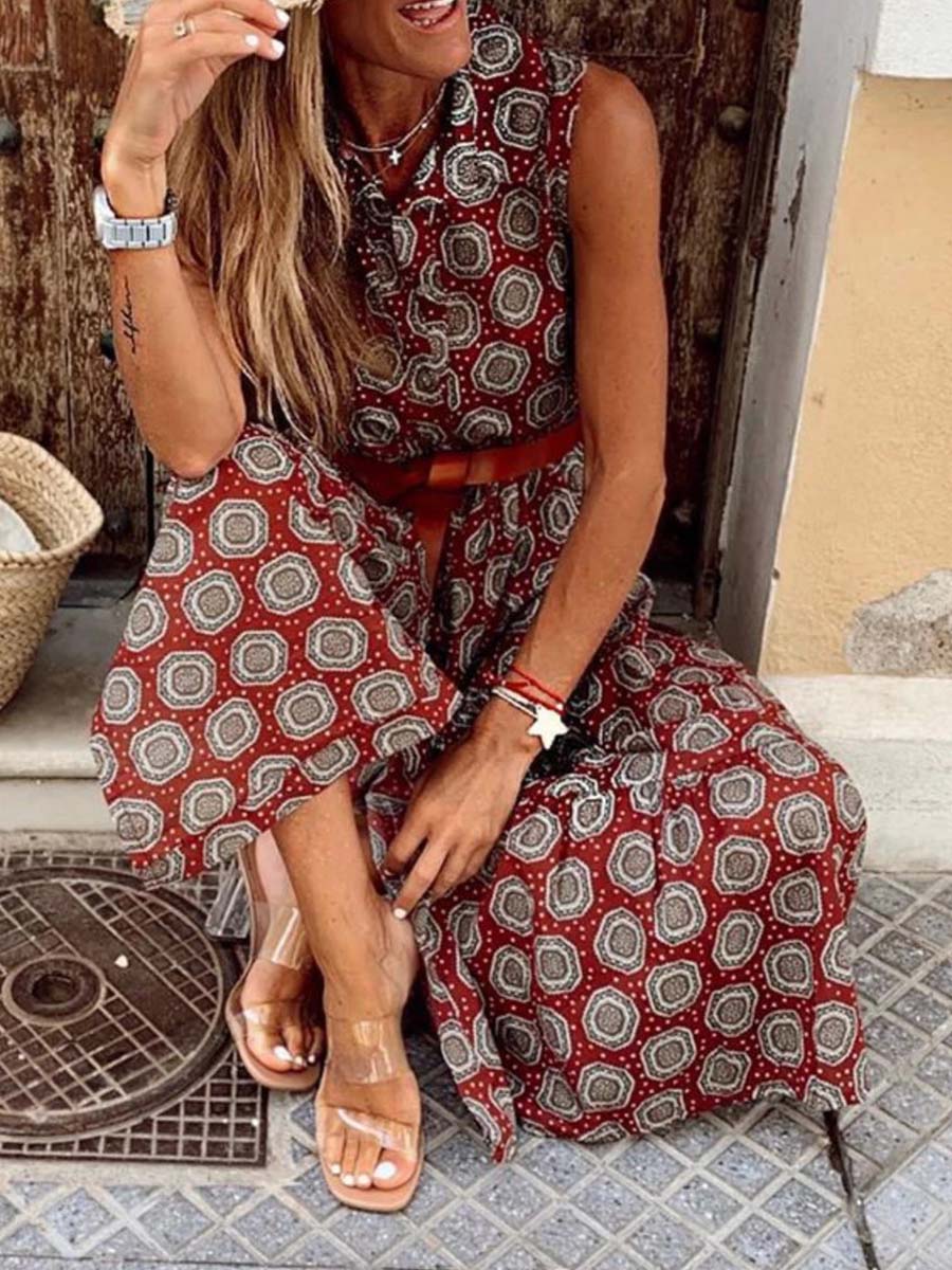 Amsoin Chiffon Polka Dot Dress