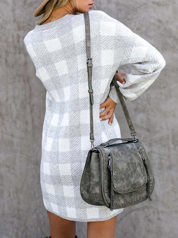 Amsoin Plaid Dress